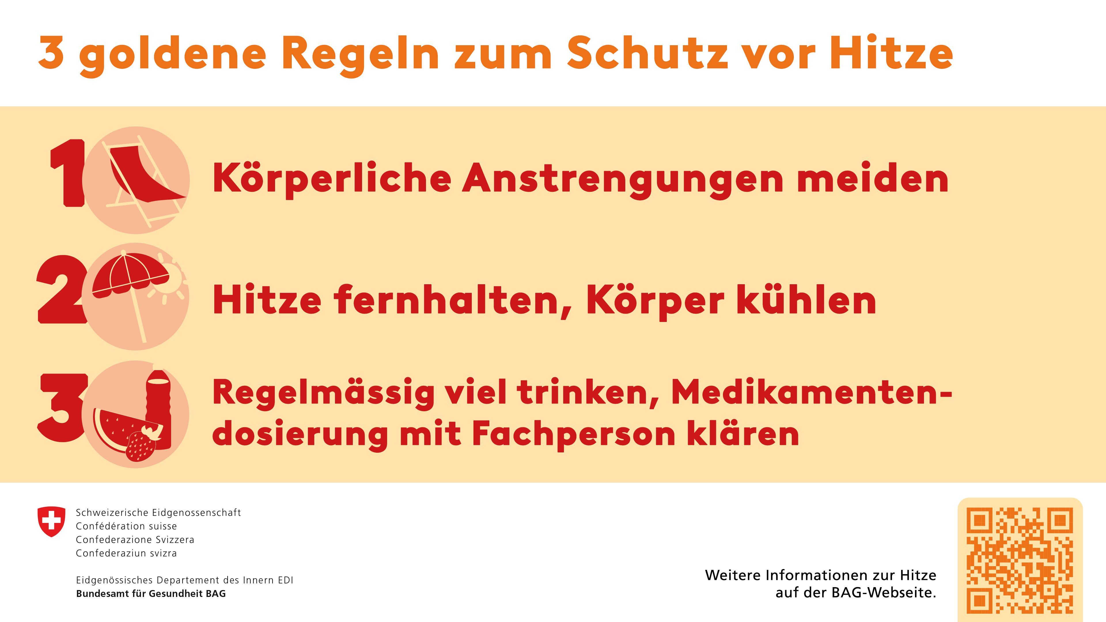 Drei goldene Regeln Hitzetage Plakat